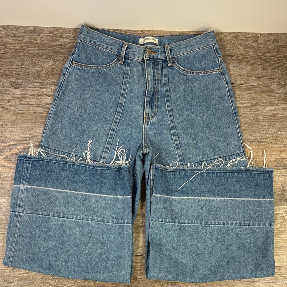 👖 ZARA WOMAN Premium Denim Collection Raw Hem Wide-Leg Jeans – Size S (MX 26)